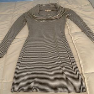 Black and white striped cowel neck extra small dress
